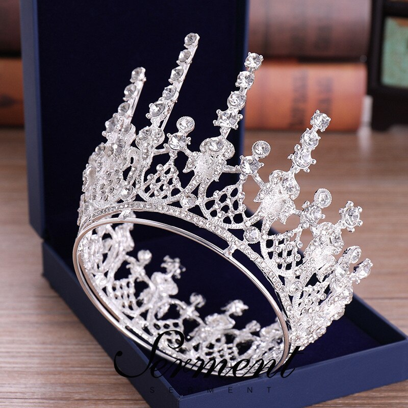 Serment charme moda princesa nupcial coroa tiaras cristal zircão prata coroa noiva casamento acessórios de cabelo