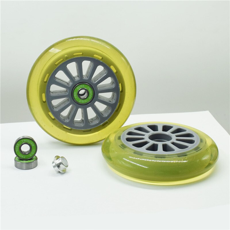 Patines de velocidad en línea, Patines semitransparentes verdes 83A, ruedas duraderas de PU para patinete con rodamiento de ILQ-9, 2 unids/set por juego, 110mm