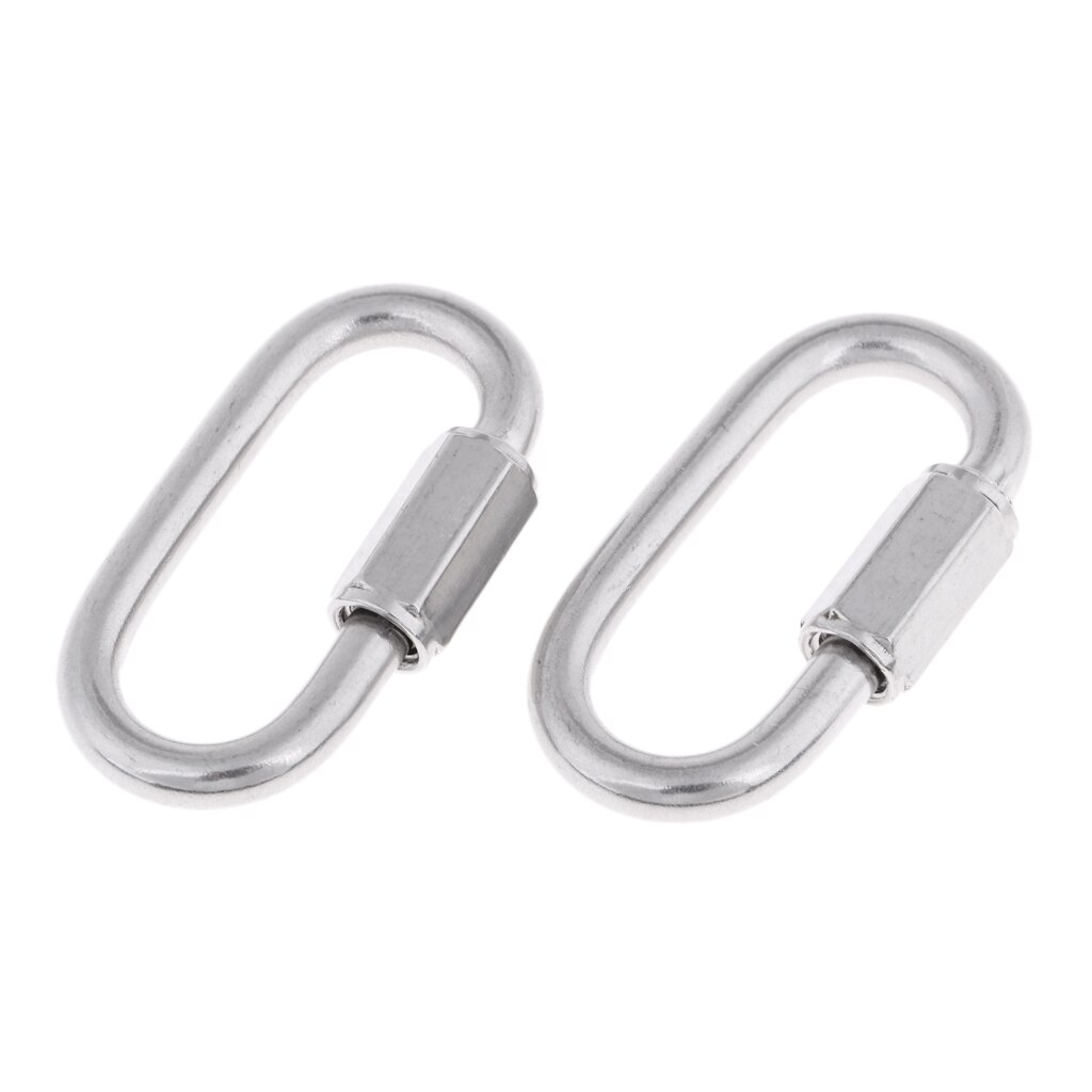 Pack 2 Premium Stainless Steel Quick Link Clip Hook Carabiner Snap Fastener