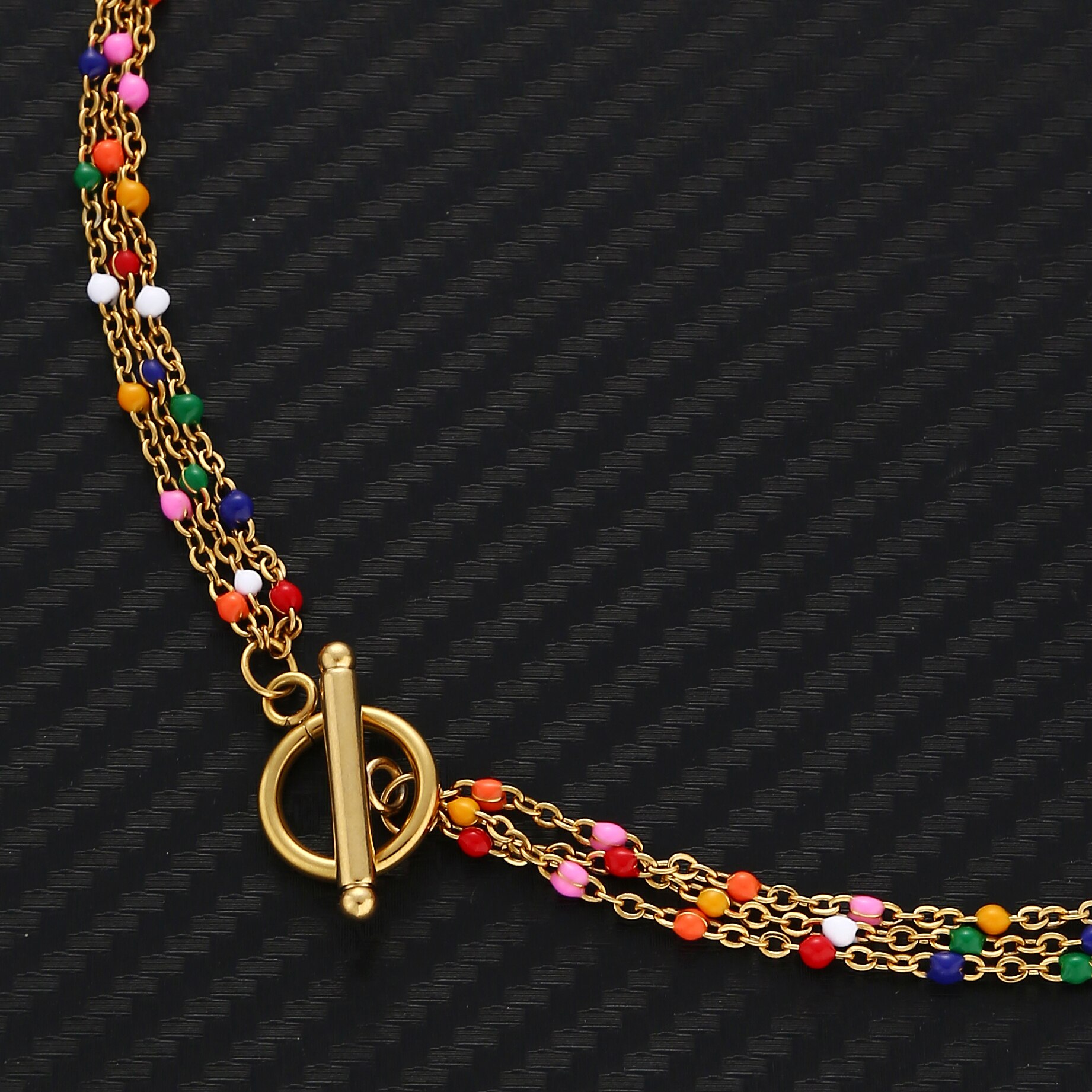 Boheme flerlags rustfrit stål emalje perler kæde halskæde til kvinde toggle choker boho smykker valentinsdag