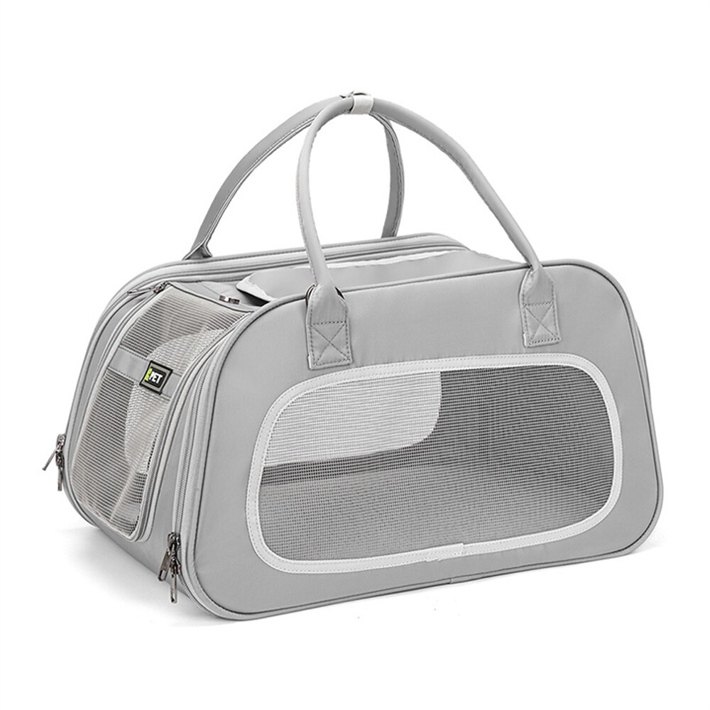 Airline Approved Cat Carrier Breathable Portable Travel Pet Carrier for Cats and Small Dogs Foldable Escape Proof Cat Handbag: grey