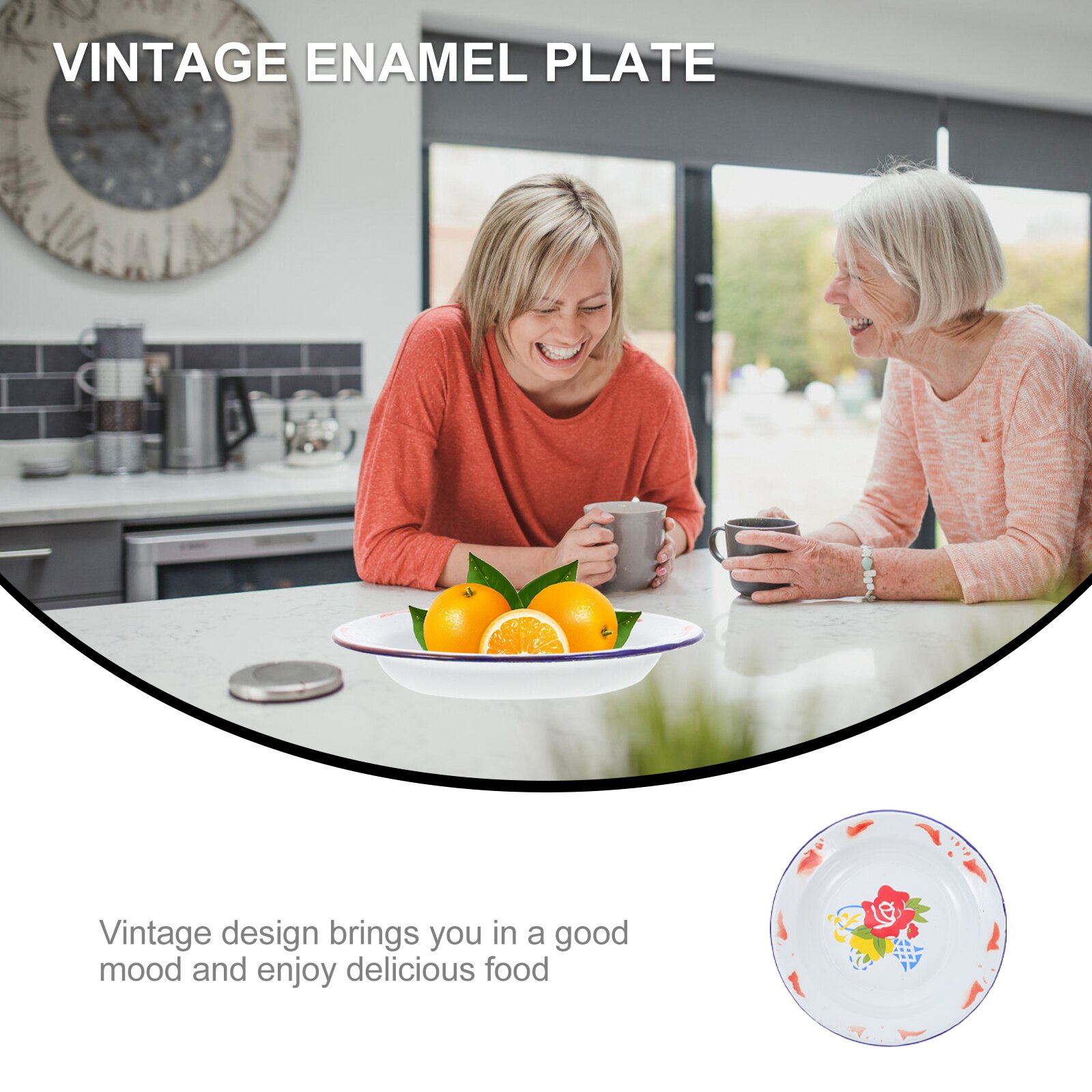 Retro Chinese Style Enamel Plate Decorative Food Serving Plate Home Tableware