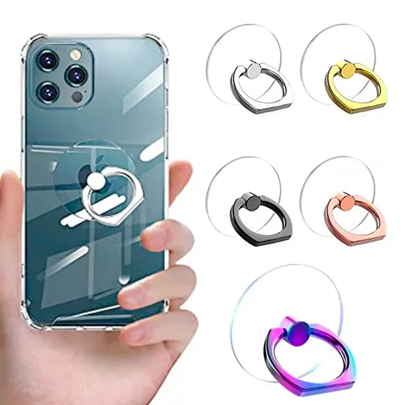 Soporte de anillo para teléfono móvil, bucle de agarre transparente para dedo, soporte de rotación de 360 grados, Compatible con todos los tipos de teléfono inteligente, 1/4 Uds.