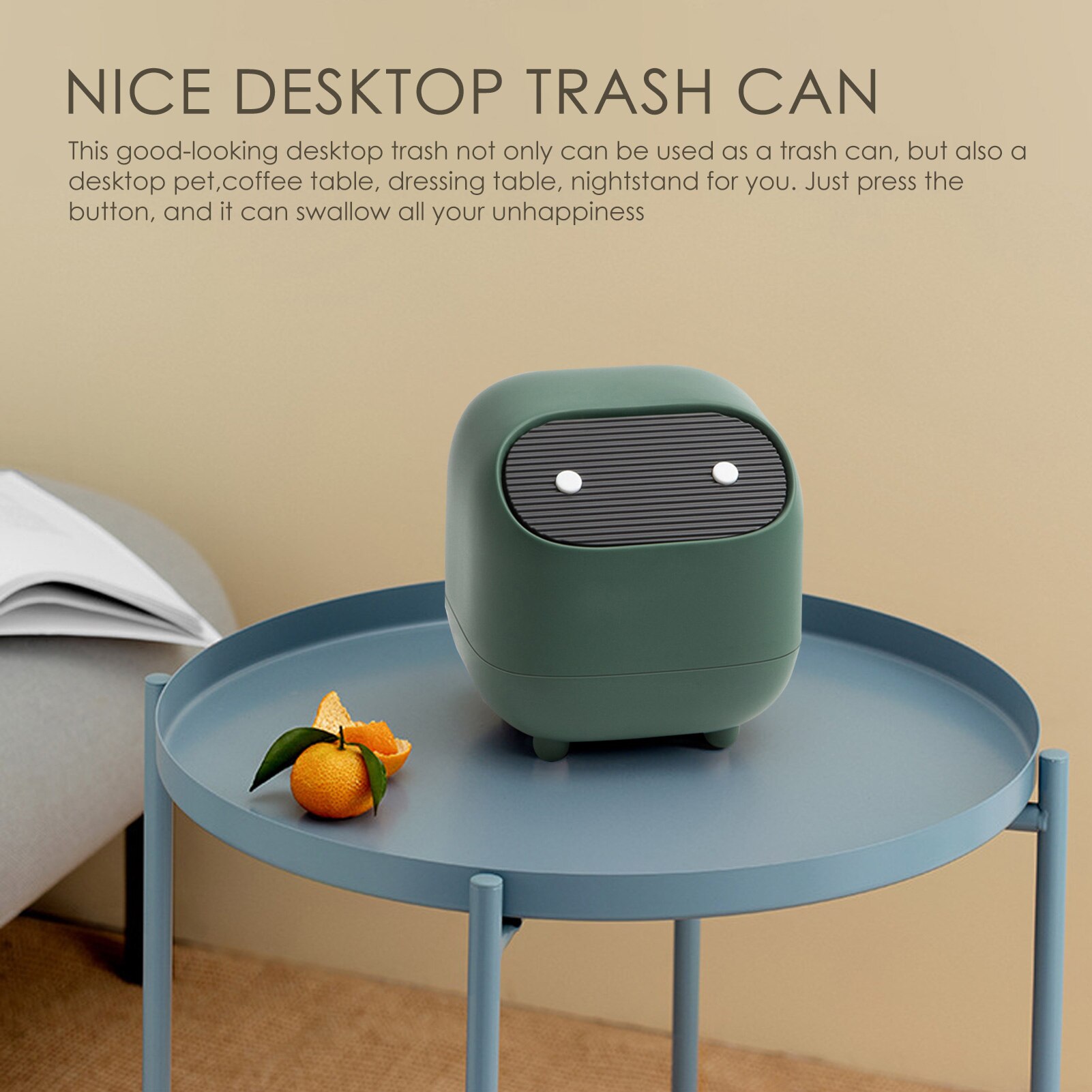 Mini Leuke Desktop Prullenbak Multifunctionele Plastic Woonkamer Bureau Pers-Type Cover Bureau Opslag Emmer