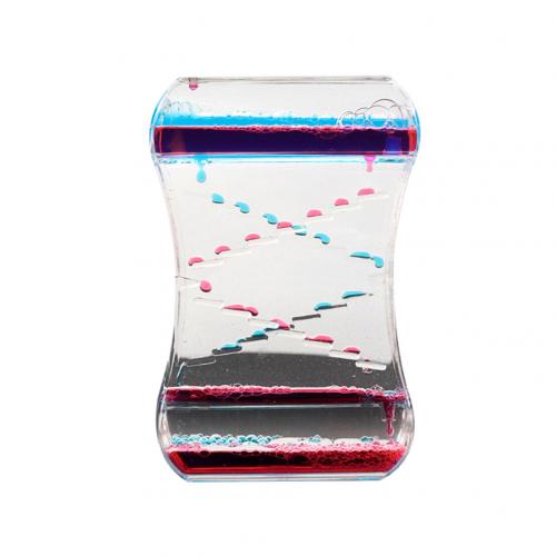 Square Slide Mixed Floating Oil Liquid Motion Hourglass Timer Sensory Toy: Red Blue