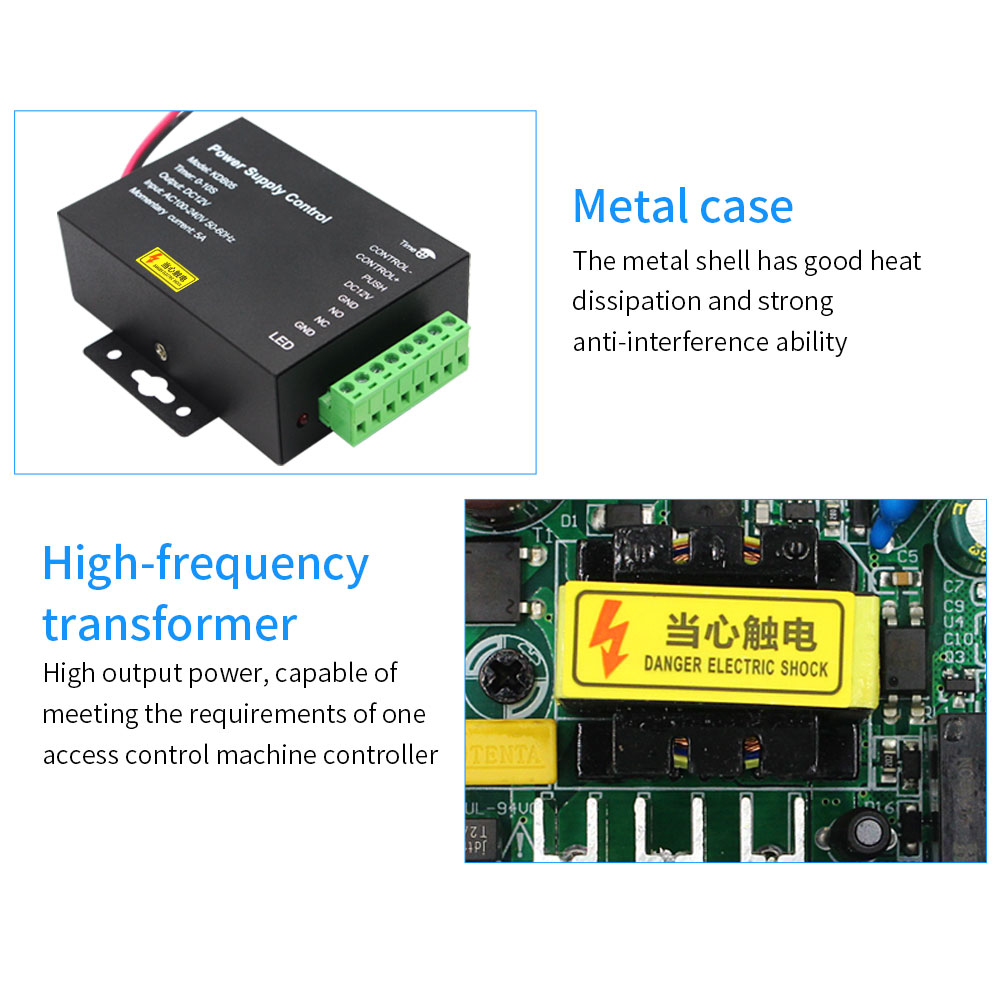 DC 12V Türzugangskontrollsystem Schaltnetzteil 3A 5A AC 110~240V für RFID-Fingerabdruck-Zugangskontrollmaschinengerät