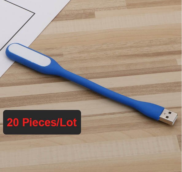 20 pieces/lot USB Fan Flexible Portable Mini Fan and USB LED Light Lamp Book For Power Bank Notebook Computer Summer Gadget: Blue Light