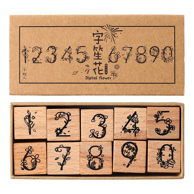 Vintage basic nummer stempel sæt planlægger træ stempel planner træ gummi stempel gør det selv scrapbog kort dekoration prægning