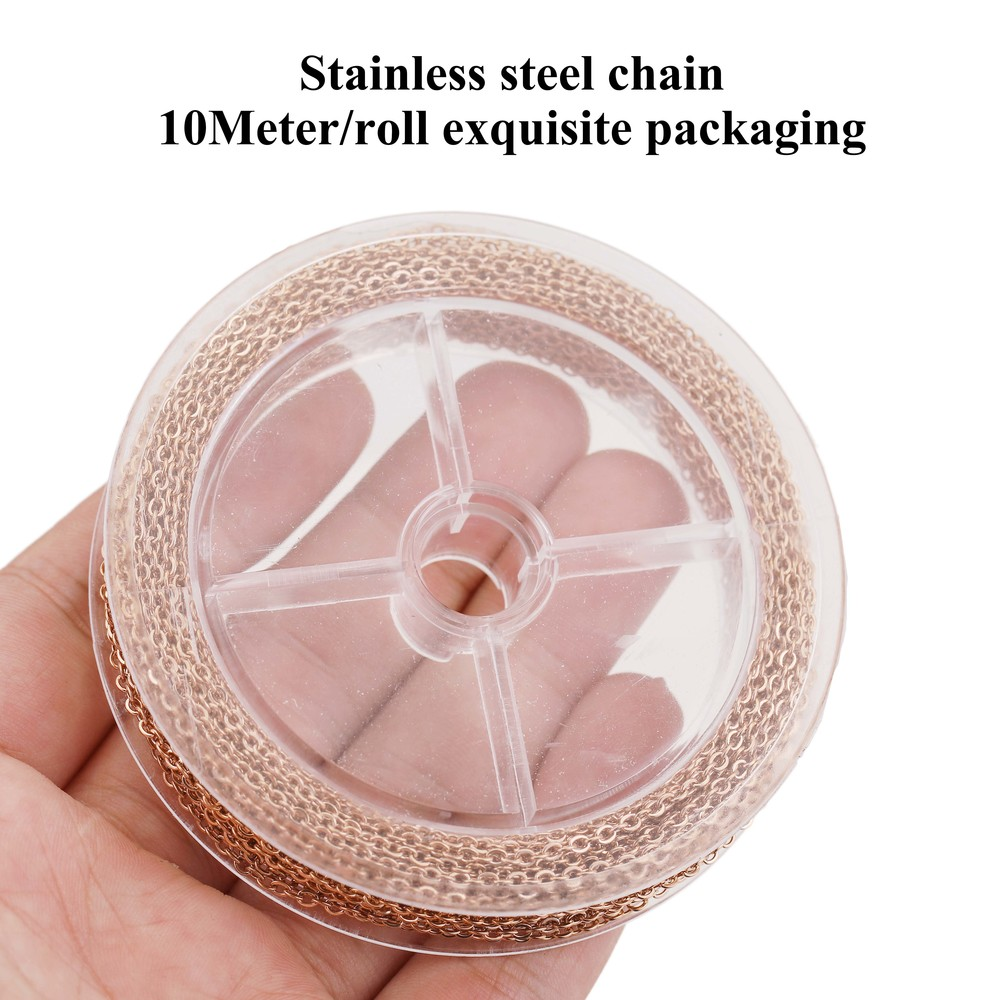 10 m/rol roestvrij staal plat kabel ketting bulk voor zilver rose gouden ketting 1 mm 1,5 mm 2 mm 2,5 mm ketting diy sieraden materialen