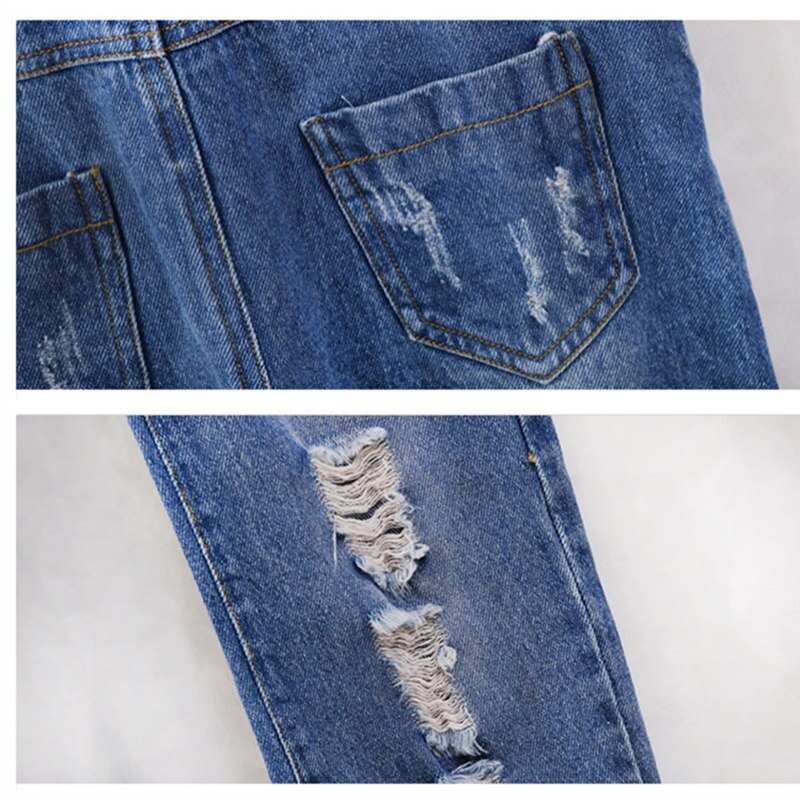 Mono vaquero rasgado para niña, pantalones vaqueros para niño, mono de para adolescente, ropa de otoño, 3, 4, 6, 8, 10, 12