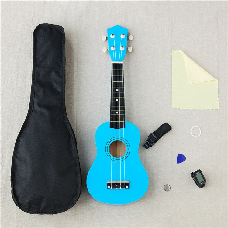21-inch 16 colors Ukulele Adjustable Sound Musical + Bag+Strap+ Wipe Cloth +Tuner++String Stringed Instruments: Light blue