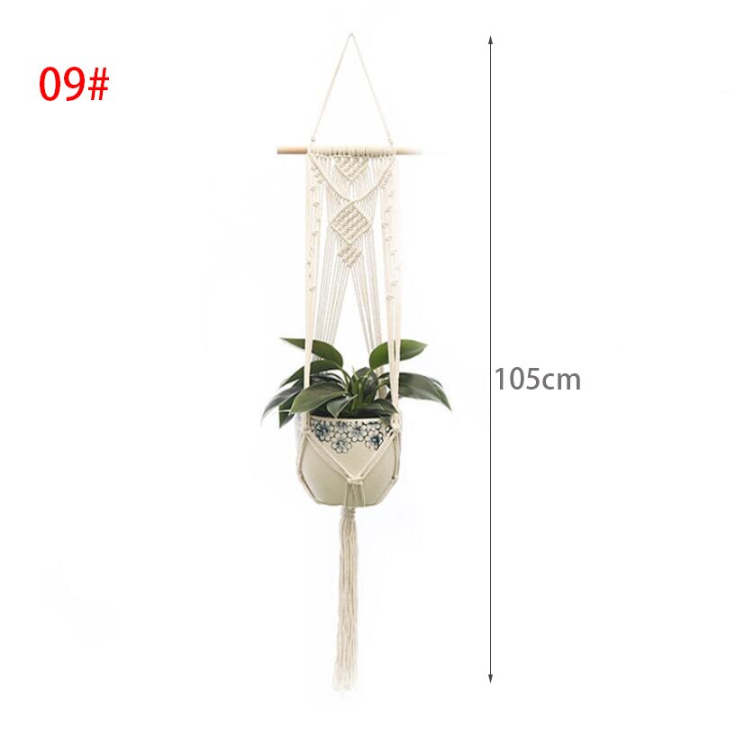 Vertical Garden Plant Hanging Rope Macrame Hanger Flower Net Pot Baskets Wall Handmade Cotton Rope for Home Year Decoration: no.09