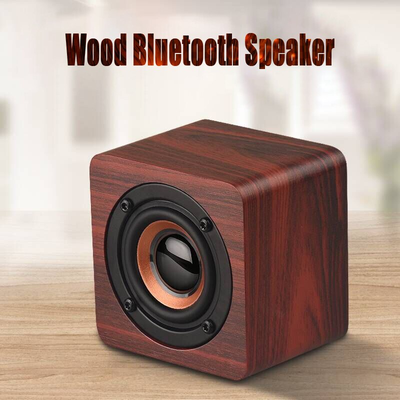 Houten Draadloze Bluetooth Speaker Hifi Vierkante Mini Retro Draagbare Subwoofer Mobiele Telefoon Kleine Stereo Leven