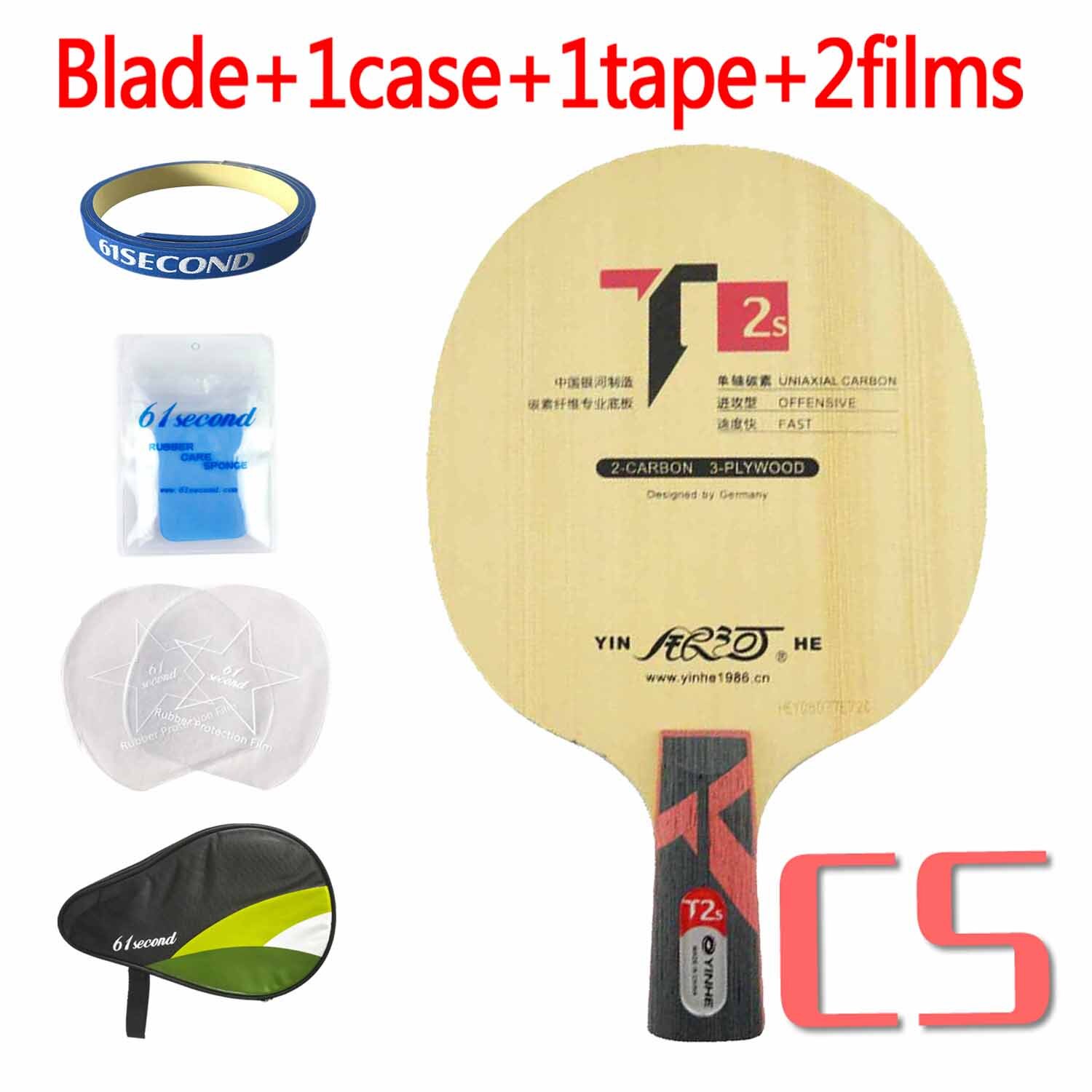 YINHE T-2S Tafeltennis Blade (T2S, 3 + 2 Hinoki Carbon, PRIMORAC CARBON Structuur) t2 Racket Ping Pong Bat Peddel Peddel: CS with HM case