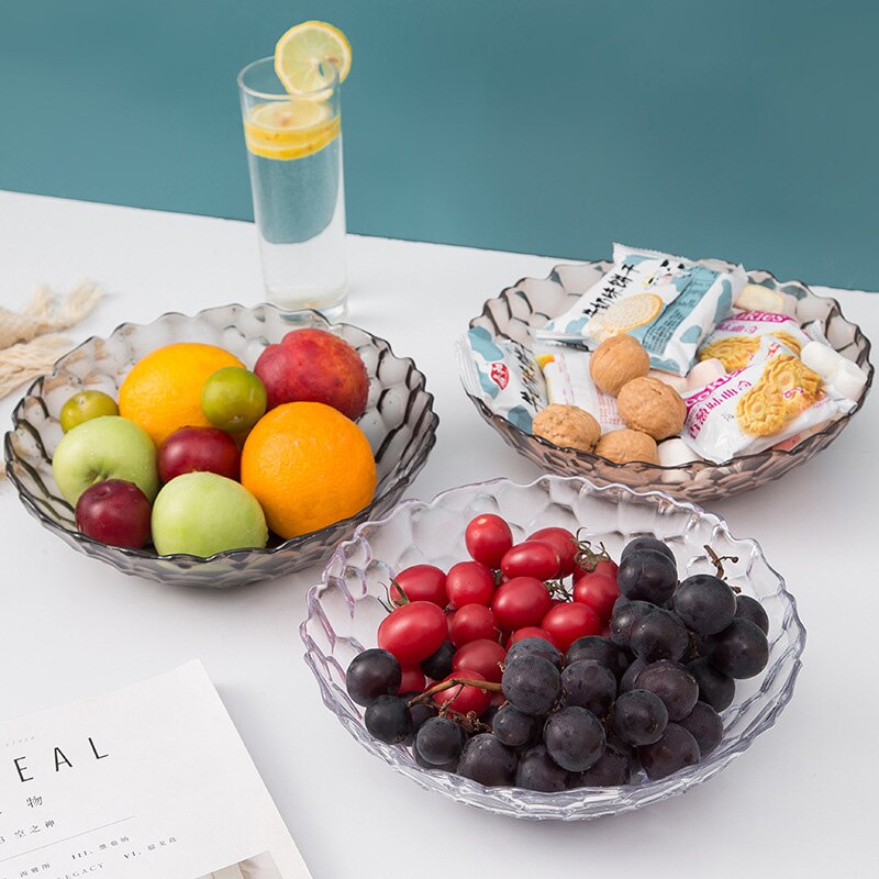 Nid d'abeille fruits bol moderne salon maison collations collations fruits secs assiette en plastique Transparent fruits assiette