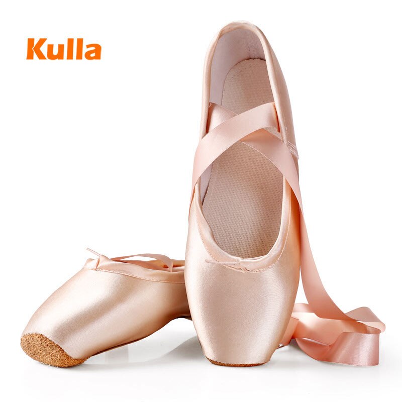 Satin Pink Ballet Pointe Shoes Girls Women Ladies Dance Shoes Soft With Ribbons Ballerina Shoes Dancing Sneakers
