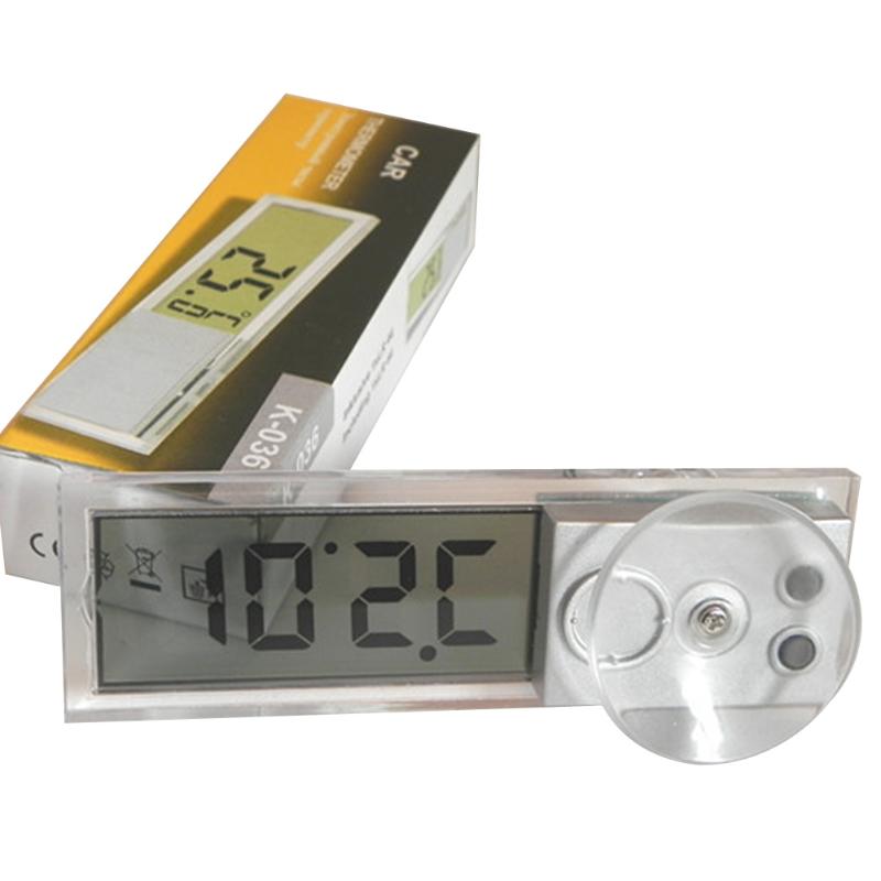 Auto LCD Digitale Venster Thermometer Op Het Raam Celsius Fahrenheit Auto Digitale Klok Osculum Type LCD Voertuig gemonteerde
