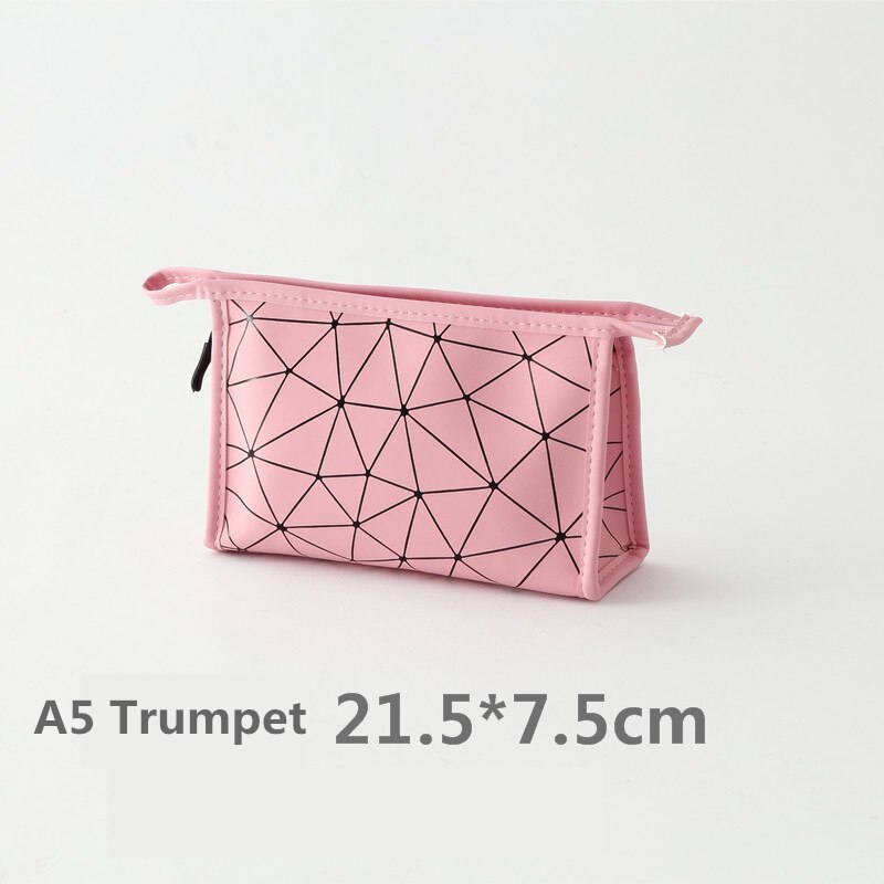 Neceser de PU con entramado de diamantes, organizador de viaje resistente al agua para mujer, estuche de útiles de maquillaje para damas, estuche de maquillaje: A5 Trumpet Storage
