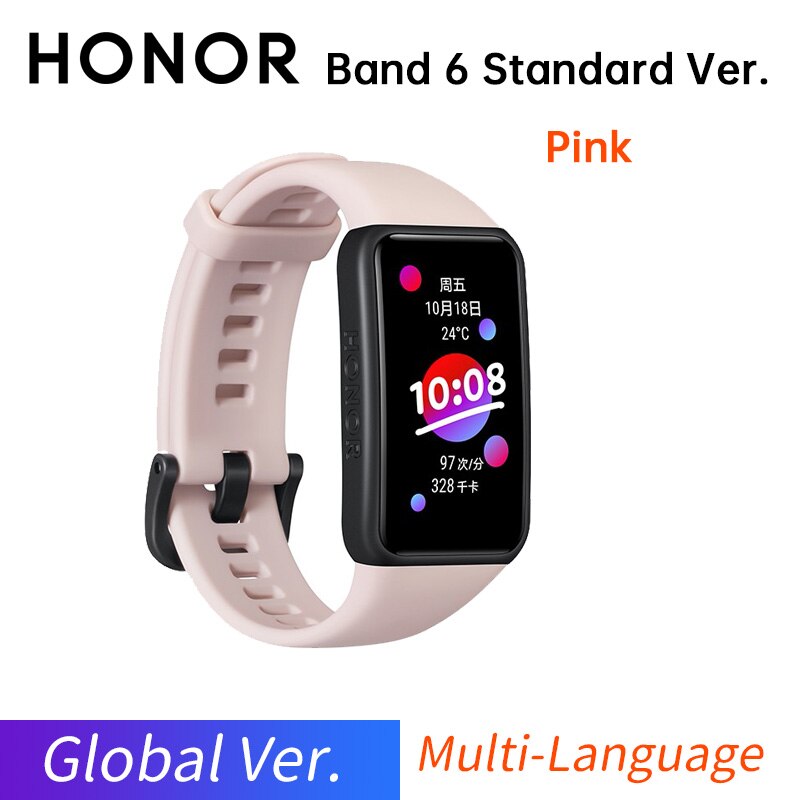 Honor Band 6 Global / CN Version Smartband Bracelet AMOLED Color Touchscreen Blood Oxygen SpO2 Heart Rate Sleep Swim Waterproof: Global Pink