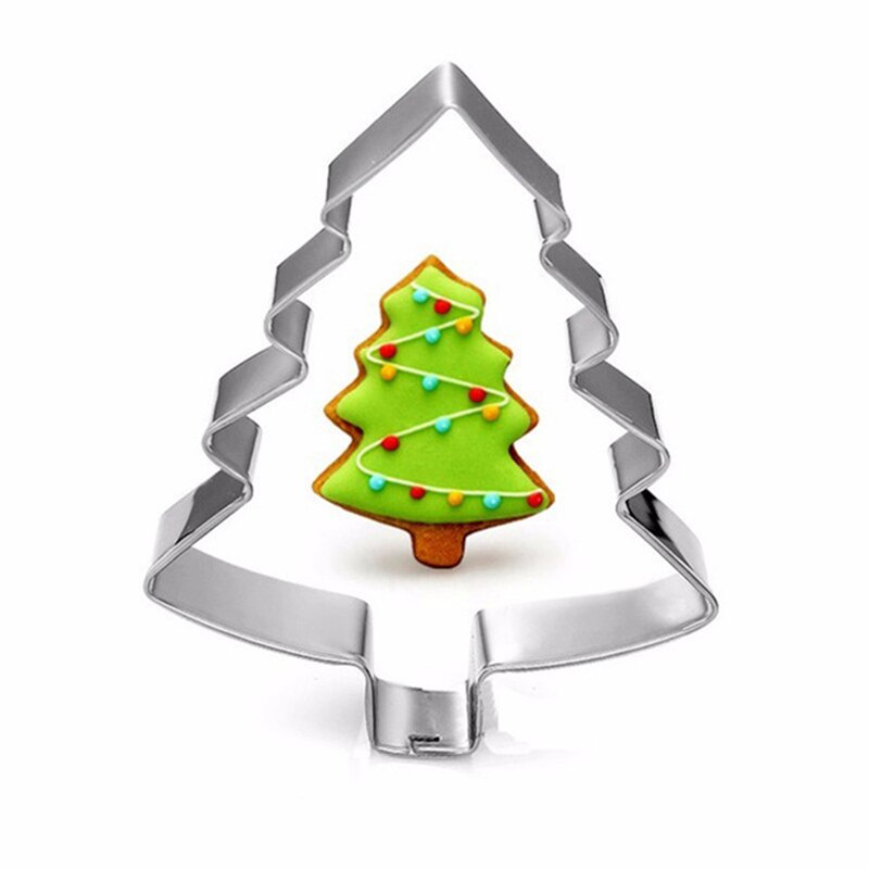 Kerstboom Cookie Tool Cutter Mould Biscuit Druk Icing Set Stempel Mold Rvs Fondant Dessert Fondant Decoratie