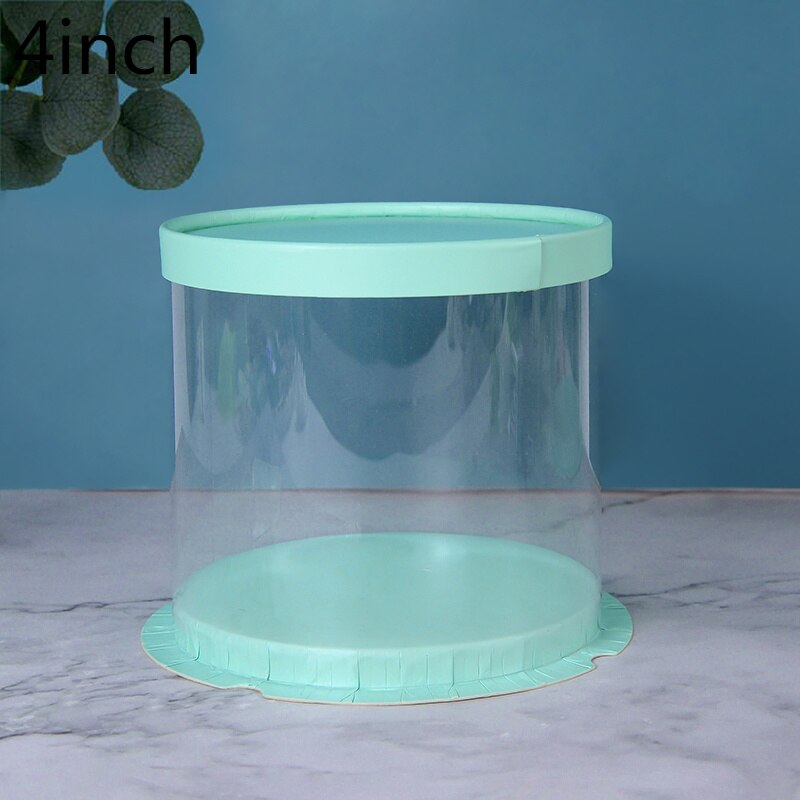 Caja redonda transparente para pastel de cumpleaños, embalaje transparente, decoración para de cumpleaños, a prueba de polvo, caja de almacenamiento para exhibición: B05