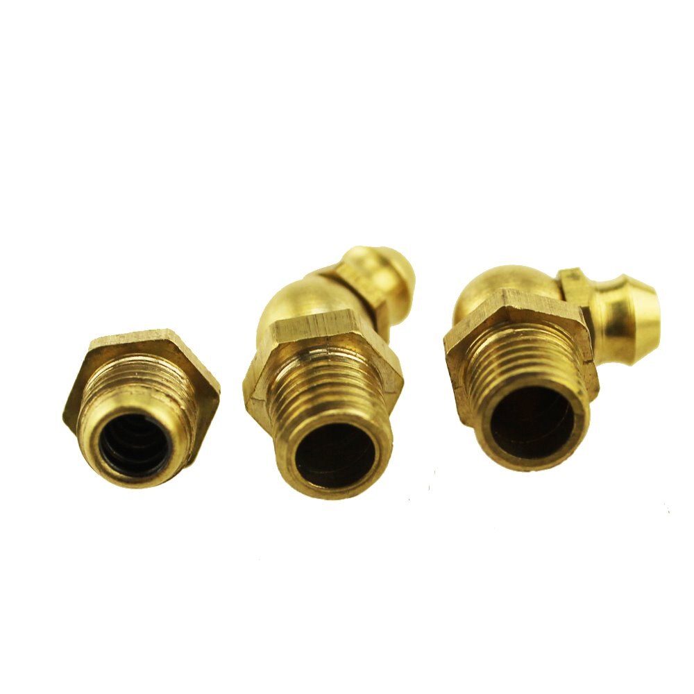 5Pcs 10Pcs M6 M8 M10 Buitendraad 1Mm Pitch 45 90 Graden Rechte Messing Hydraulische Zerk Vet tepel Fittings