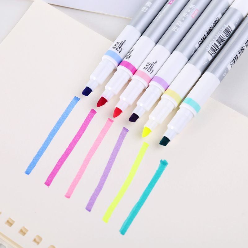 Juego de 6 unidades de resaltador que se puede borrar, rotulador de tiza líquida Pastel, lápiz fluorescente B36C