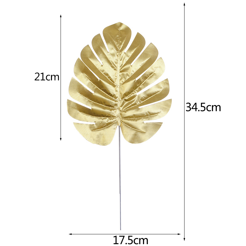 5/10 stk guld kunstige tropiske monstera blade silke palme plante til hawaii temafest hjemmehave dekoration tilbehør: B02 / 5 stk