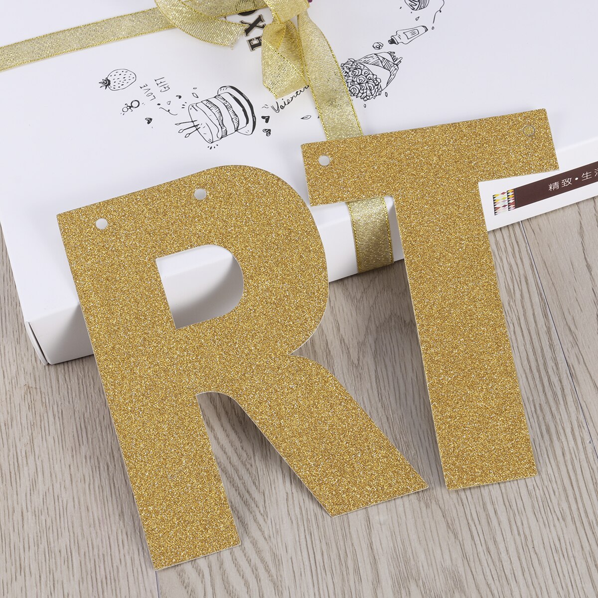 3 meter lige gift brev & ring glitter papir bannere bunting kranser fotoboks rekvisitter til bryllup dekoration