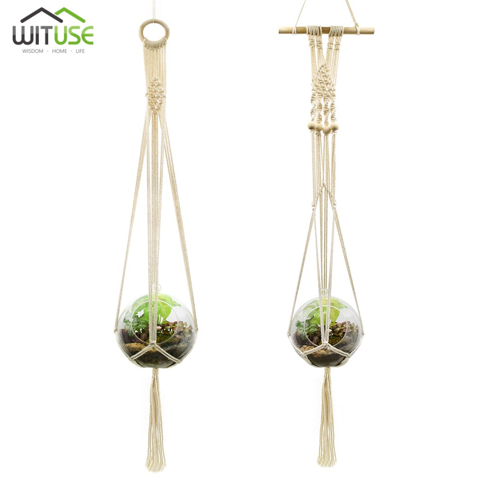 2Pcs Handmade Rope Macrame Plant Hanger Plant Holder Flower /pot Hanging Rope Braided Craft For Wall Decoration Countyard Garden: Combination 1