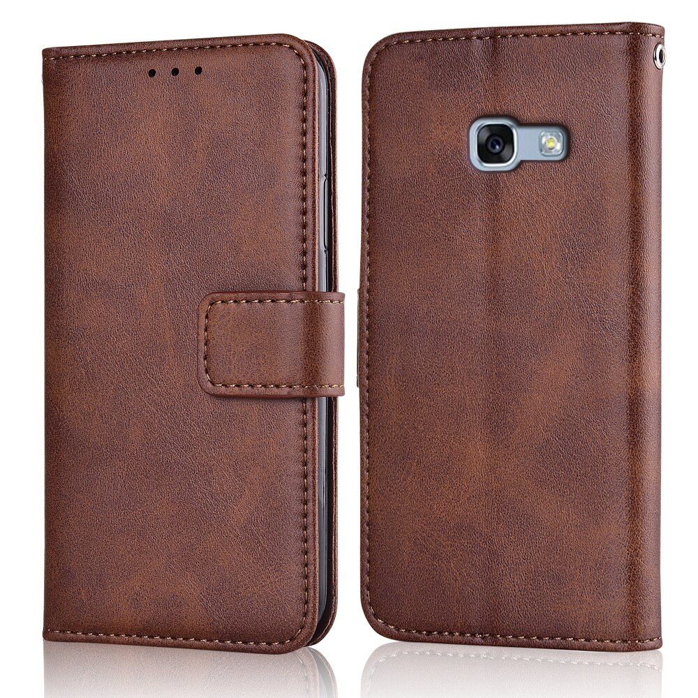 Para Samsung Galaxy A5 A520 A520F SM-A520F la cubierta Galaxy A5 cubierta Flip Wallet Case para Samsung A5 A52017: niu-Brown