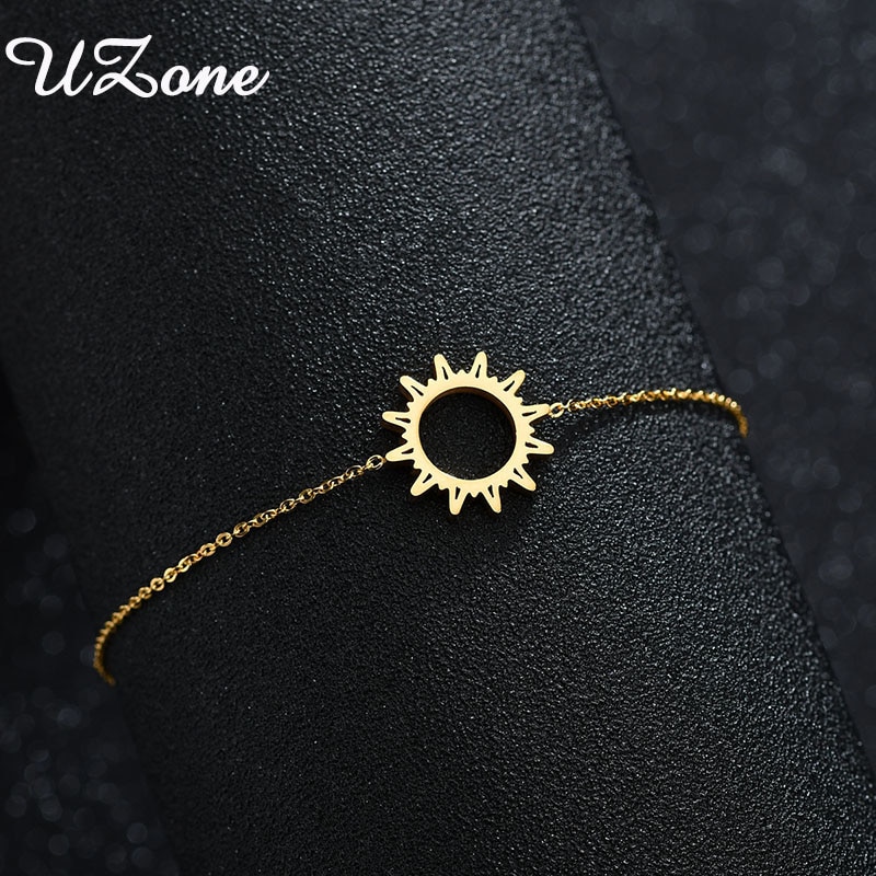 UZone Shinny Sun Bracelet Stainless Steel Sunflower Bracelet For Women Jewelry G