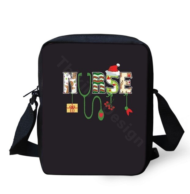 Kerst Verpleegkundige Crew Prints Patroon Schouder Tas Voor Meisjes Crossbody Telefoon Bag Coin Boodschappentassen Mochila: ALP2629E