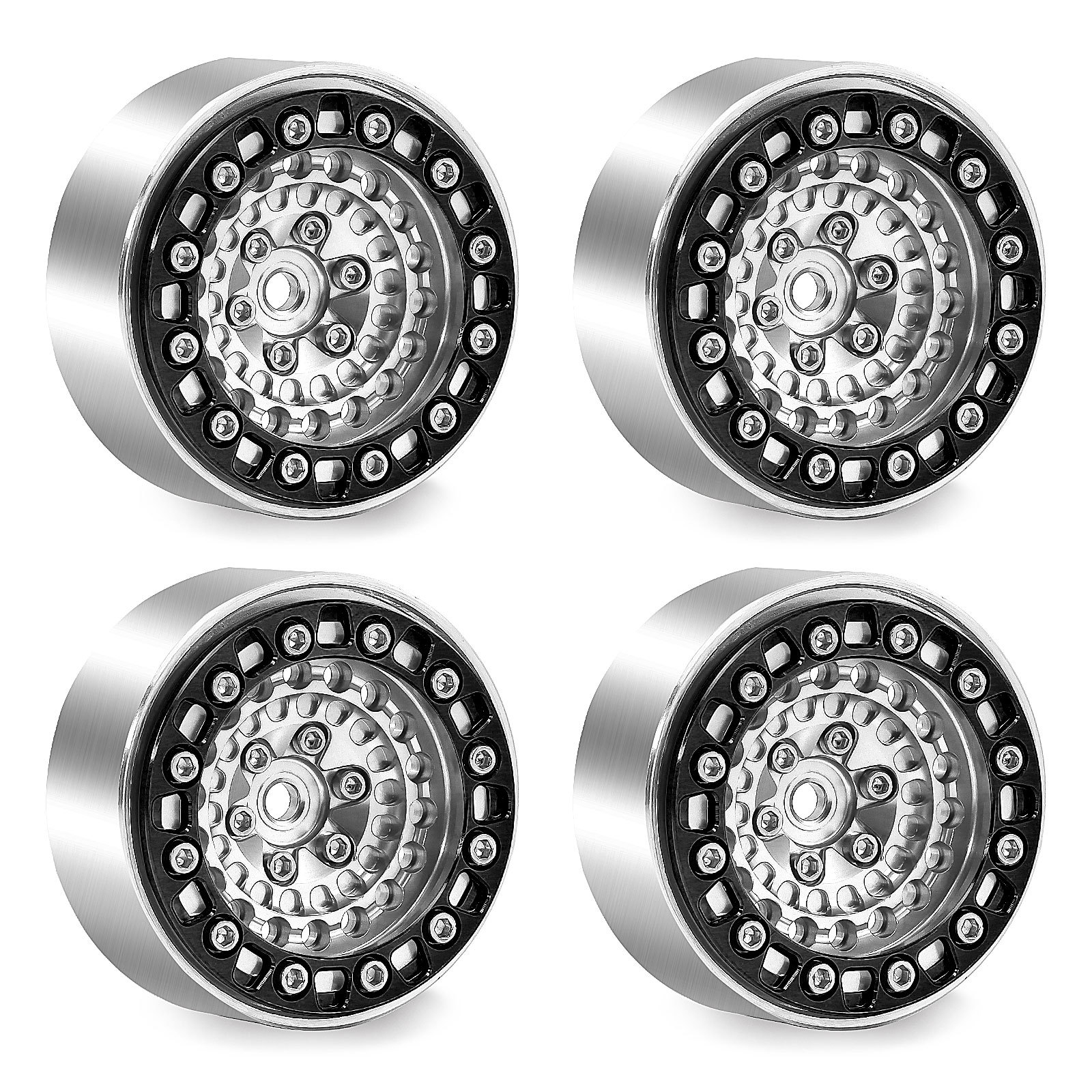 4 stuks 1,3 inch aluminiumlegering beadlock velgen, metalen wielnaaf voor 1/18 TRX4M 1/24 SCX24 FCX24 RC crawler auto upgrade onderdelen: WIT