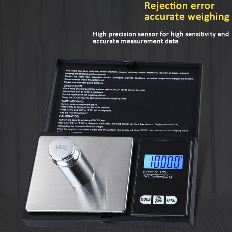 Didihou 1Pcs Digitale Weegschaal 100/200/300/500/1000G 0.01/0.1G Nauwkeurige lcd Display Pocket Schaal Gram Voor Keuken Sieraden Drug