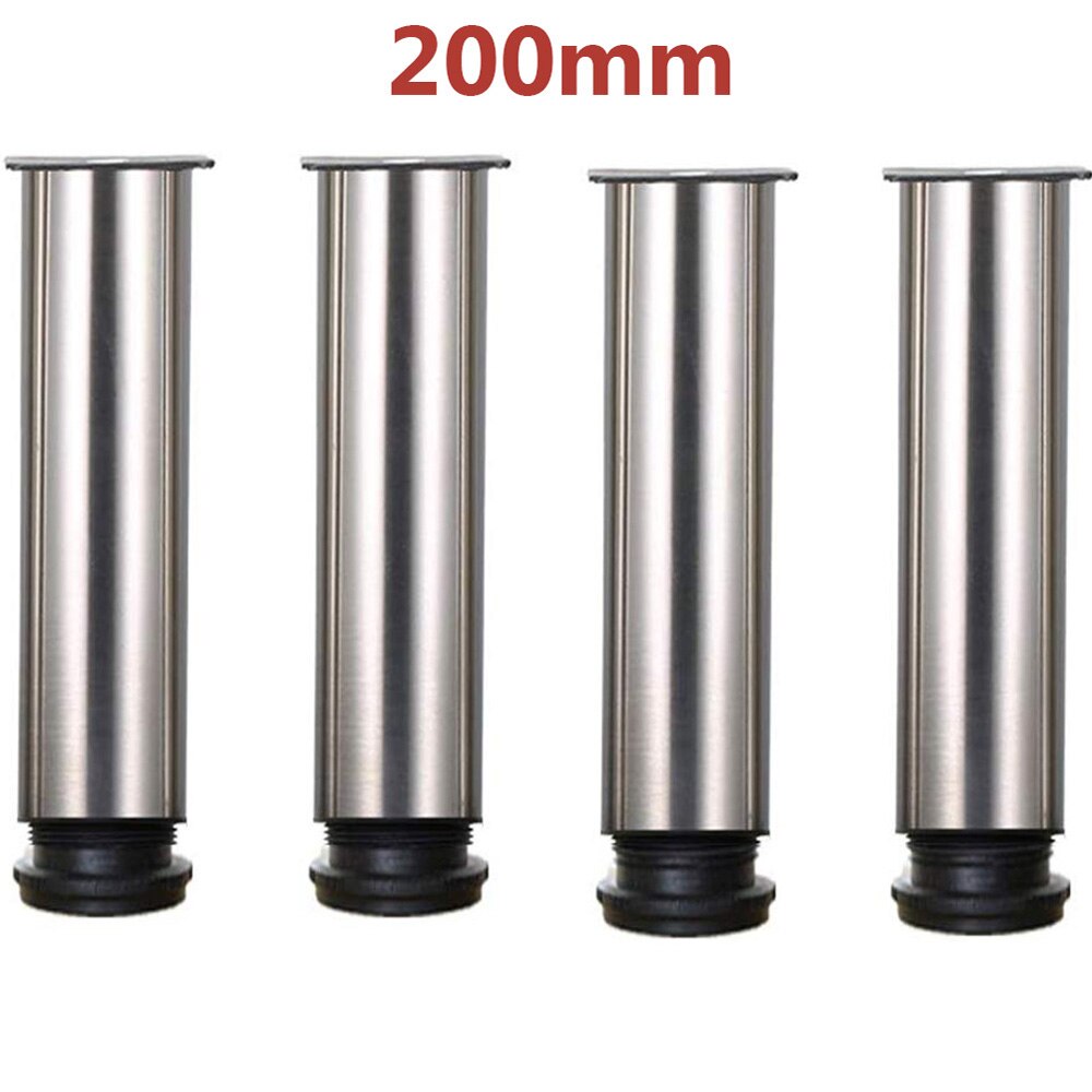 4Pcs Adjustable Stainless Cabinet Legs Steel Kitchen Feet Round Stand Holder Round Adjustable Furniture Legs Sofa Multifunction: 200mm