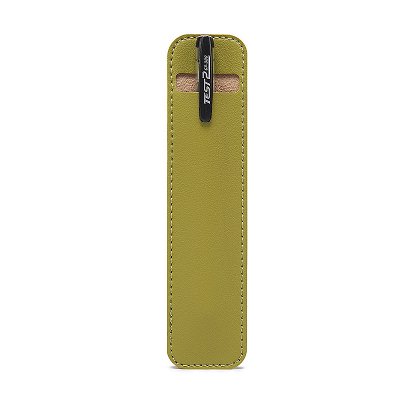1 Pcs PU Leather Pencil Pen Case Pen Protection Cover Solid Color Hollow Simple Student Stationery Box: Emerald