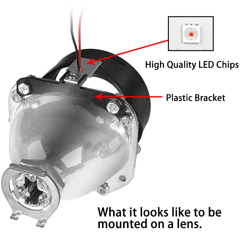 Lente de proyector bi-xenón para coche, luz LED de Ojos de demonio de 2,5 pulgadas, ajuste H4 H7, enchufe, 2 piezas