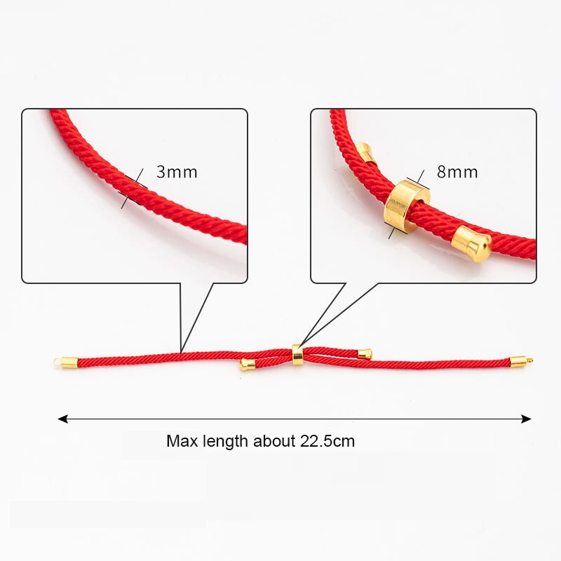 5 stk/parti 3mm svart rødt tau tilbehør justerbar lenke kjede for gjør-det-selv-koblinger sjarm armbånd smykkefremstilling