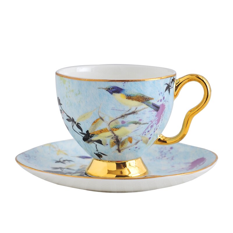 Mugs Coffee Cups Porcelain Coffe Cup Bone China Coffeeware Tea Cups And Saucer Sets Birthday Wedding Decoration: Style C