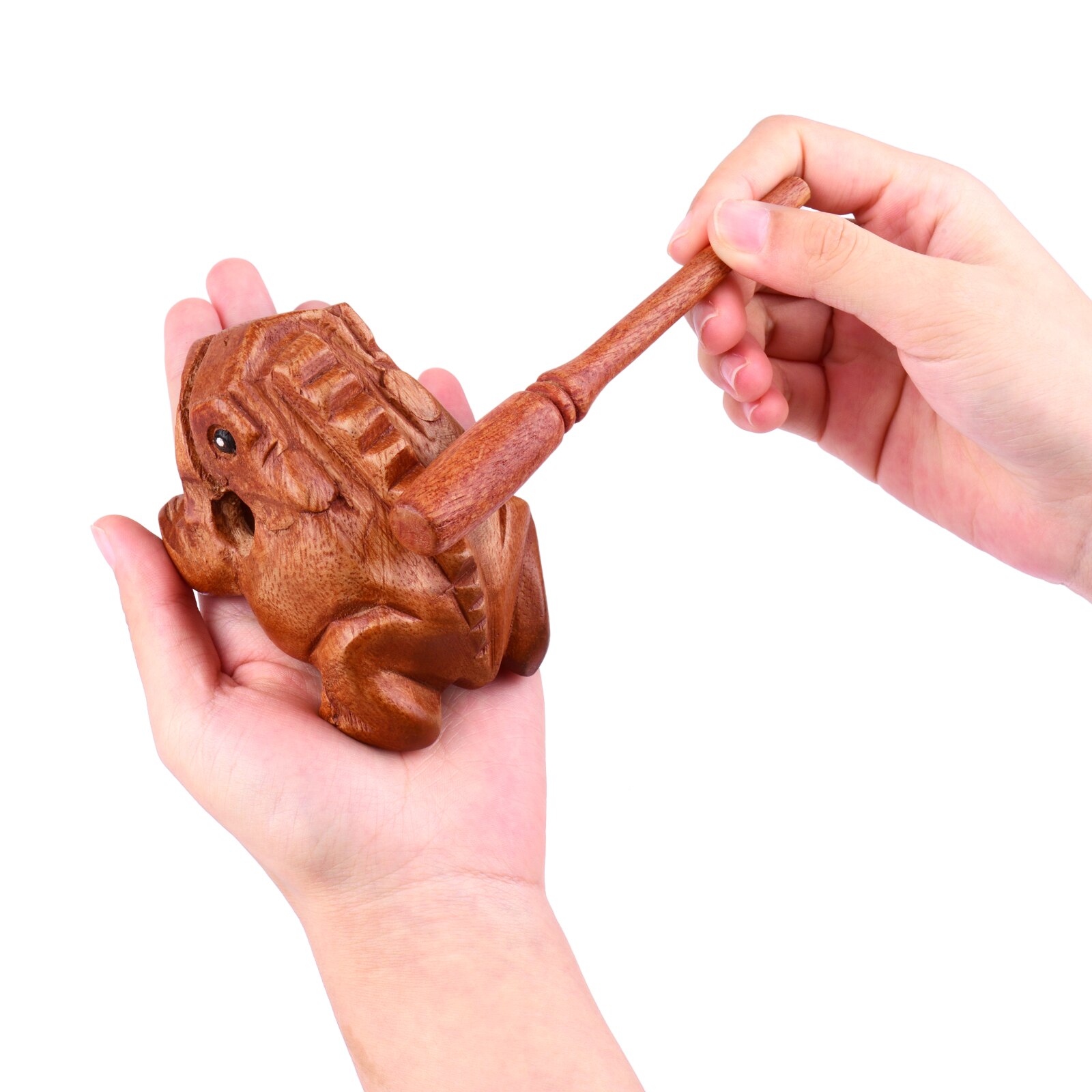 Muslady Small Frog Guiro Rasp Frog Sound Maker Around 4 Inches Long Solid Wood Musical Percussion Instrument Educational