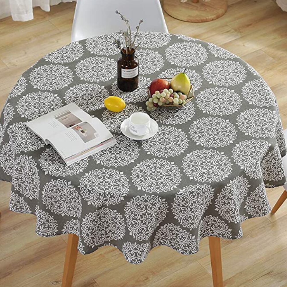 Nordic Style Round Tablecloth Simple Waterproof Restaurant Hotel Household Round Table Cloth Printing Plaid Geometric Animal: Type-D / 150 cm