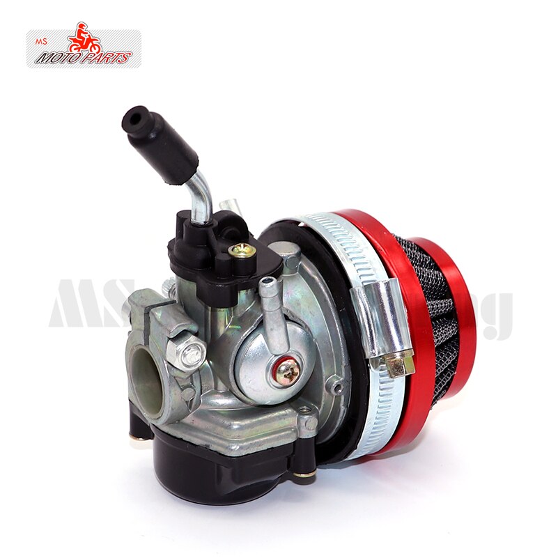 Cor mini dois tempos reequipado carburador do motor com filtro de ar para 49cc 50cc 60cc 66cc 80cc bicicleta motorizada: Red air carb