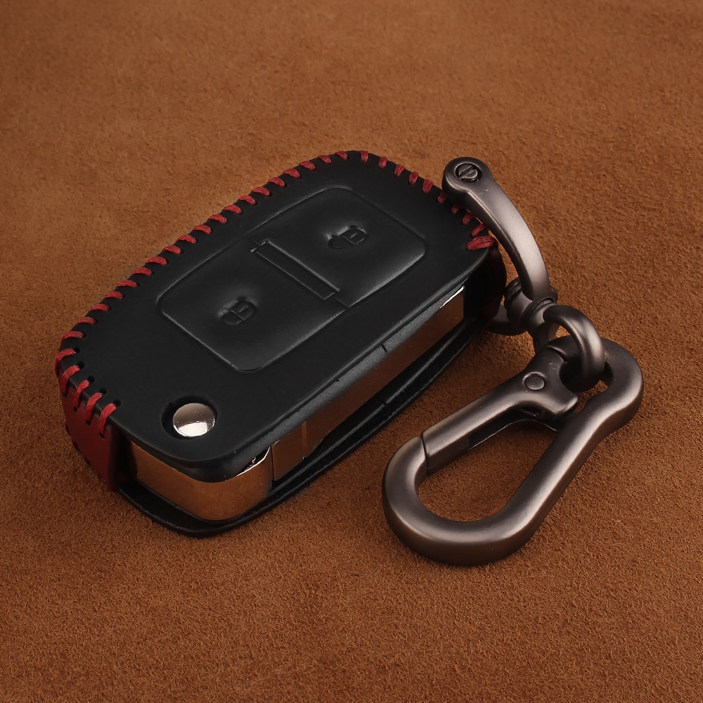KEYYOU Leather Car Key Case Remote Key Cover For VW Volkswagen Amarok Polo Golf MK4 Bora Jetta Altea Alhambra Fob Key