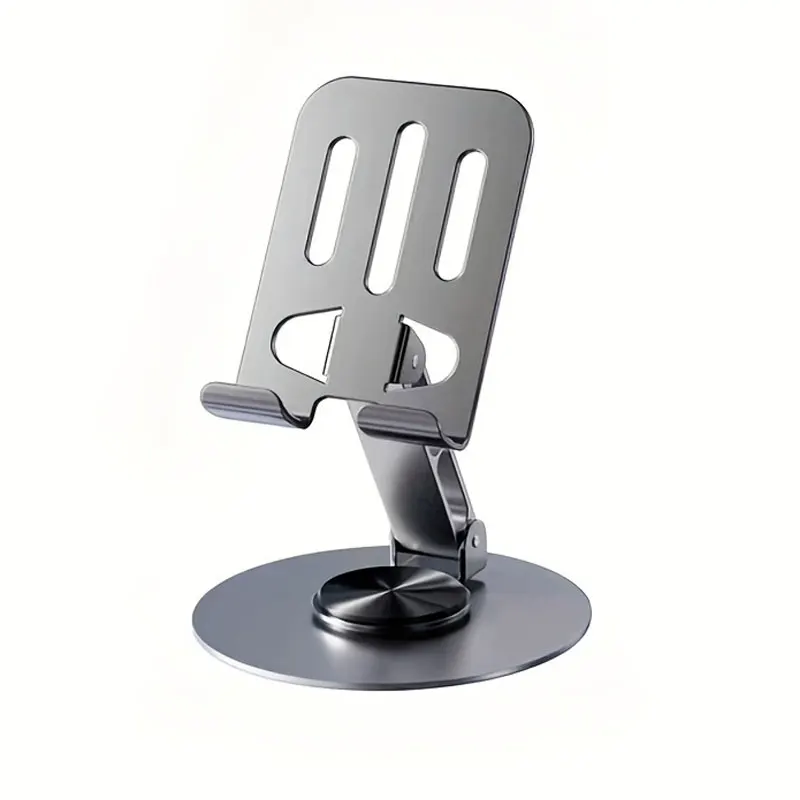 720-draaibare draagbare tablethouder van aluminiumlegering voor iPad Verstelbare flexibele opvouwbare luie desktop Live mobiele telefoonstandaard: Black