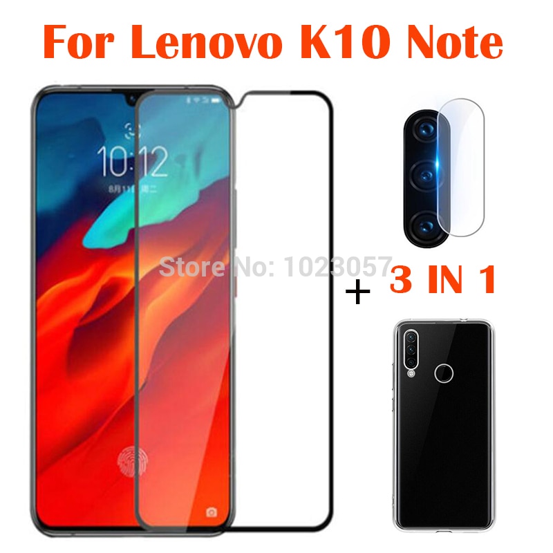 3-w-1 etui + kamera szkło hartowane dla Lenovo K10 uwaga ScreenProtector szkło dla Lenovo K10 uwaga 3D szkło