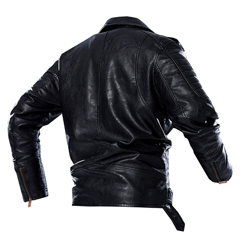 Newest Punk Rock Jacket Men Zipper Retro Motorcycle Leather Jackets Coats Fleece Faux Leather Jacket Men