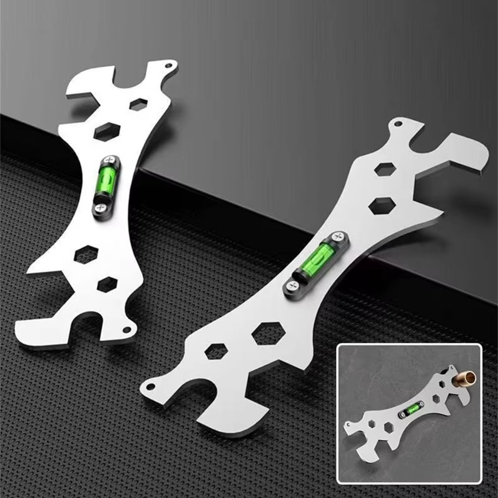 Multifunctional Faucet Installation Wrench Thickened with Level Gauge Bend Angle Leveling Wrench Durable