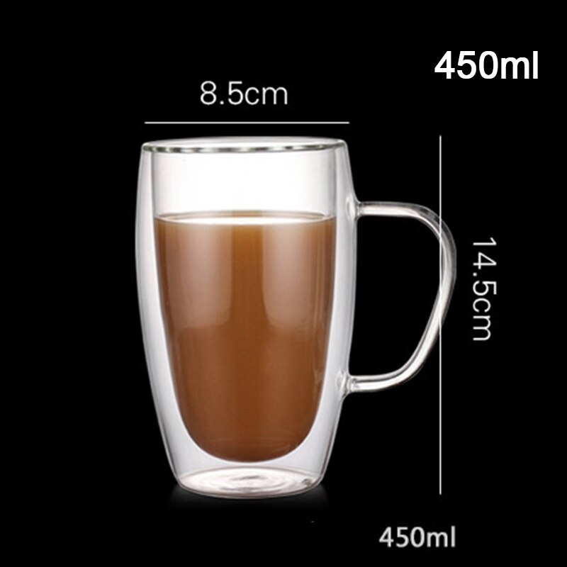 Dubbelwandige geïsoleerde glazen espressomokken, hittebestendig dik transparant glas, din 889: Lichtgeel