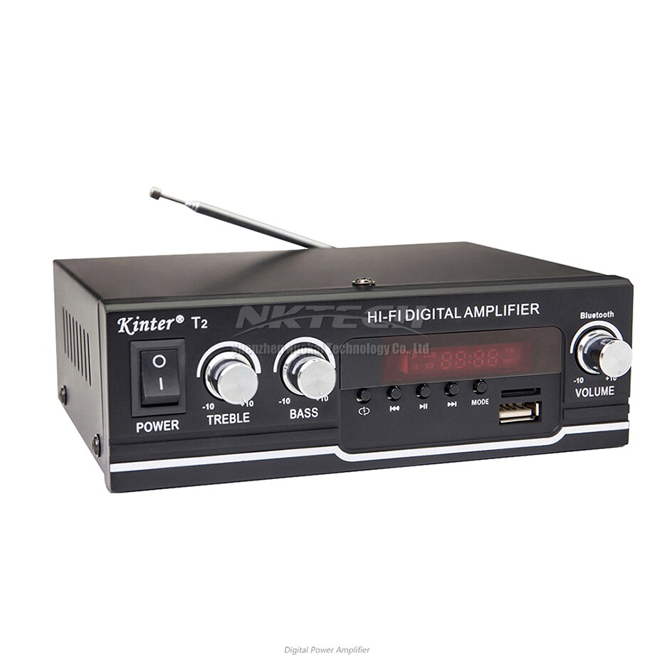 Car Power Amplifier Kinter T2 Digital Audio Player Bluetooth 2CH 20W Hi-Fi Stereo Treble BASS DC12V 220-240V USB SD MP3 FM Radio